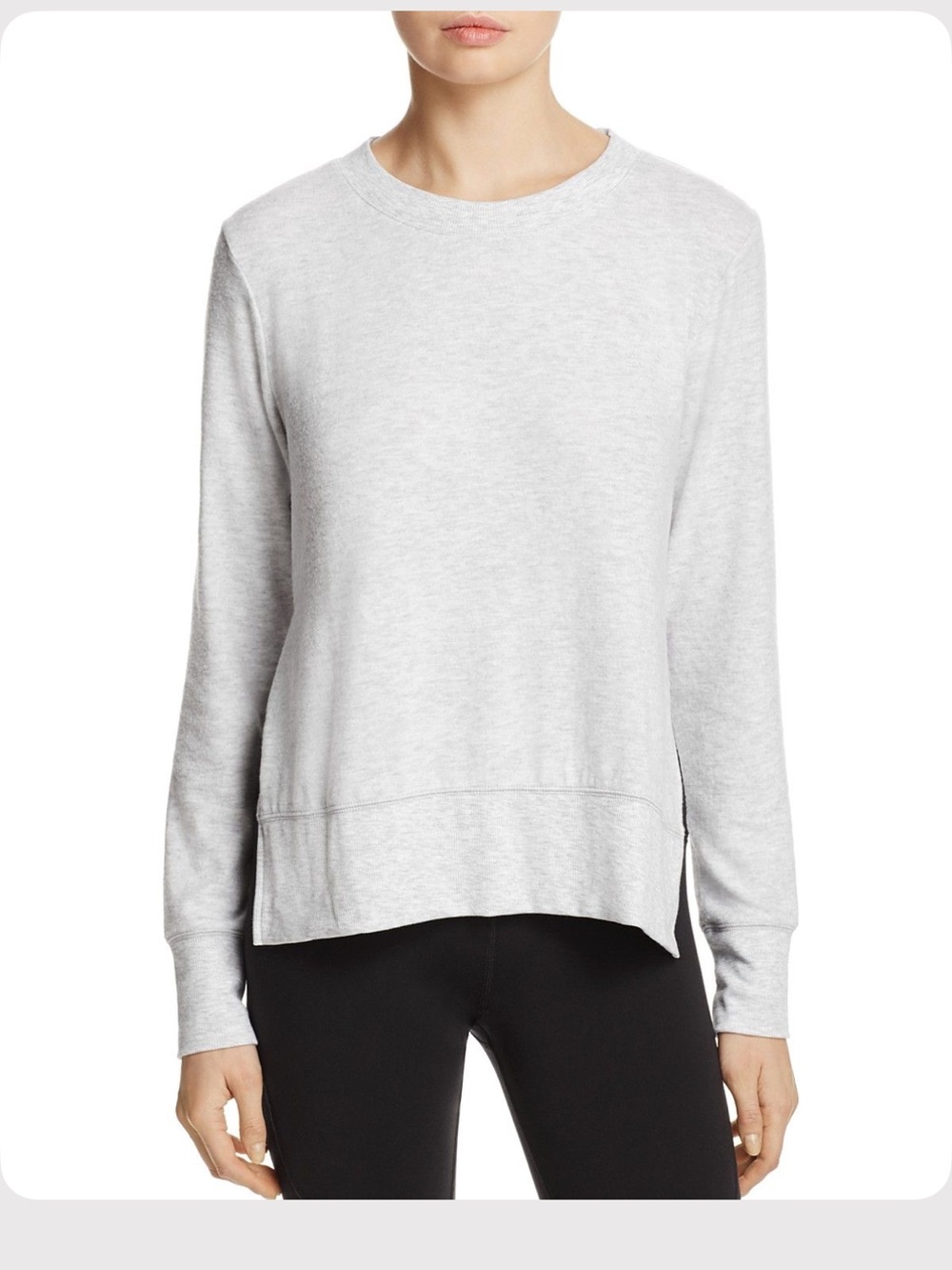Alo Yoga Glimpse Split Hem Long Sleeve Crewneck Sweatshirt Grey M